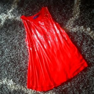 Womens Vibrant Red Sequined Top - XS